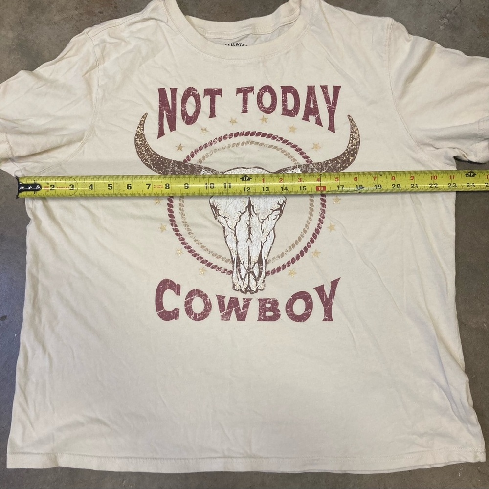 IDYLLWIND “Not Today Cowboy”Graphic Print Cotton Ivory Women's Western T-Shirt L - Picture 3 of 5